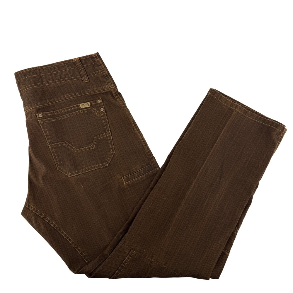 Kuhl Crag Series Pants Mens 38x32 Brown Textured Cotton Articulated Knee Utility